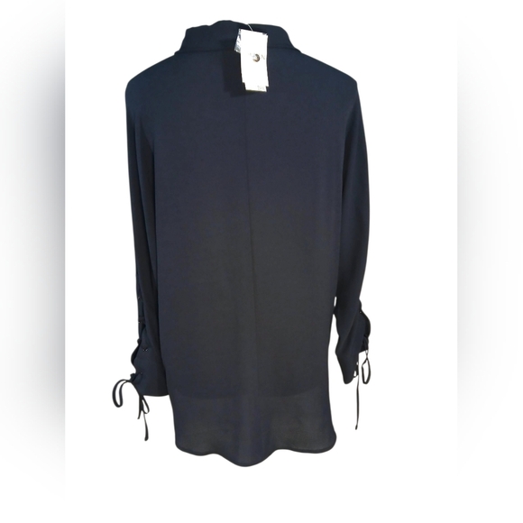 NWT Carmen Marc Valvo Blouse W Lace Up Sleeves - Picture 5 of 6